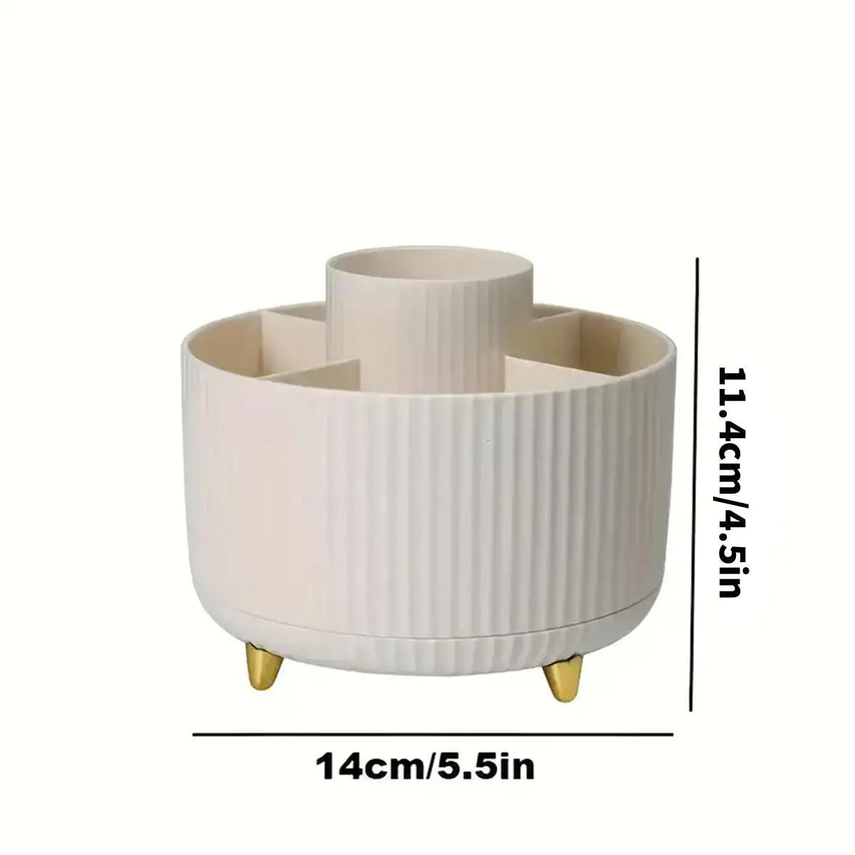 360° Rotating Makeup Organizer with 5 Compartments