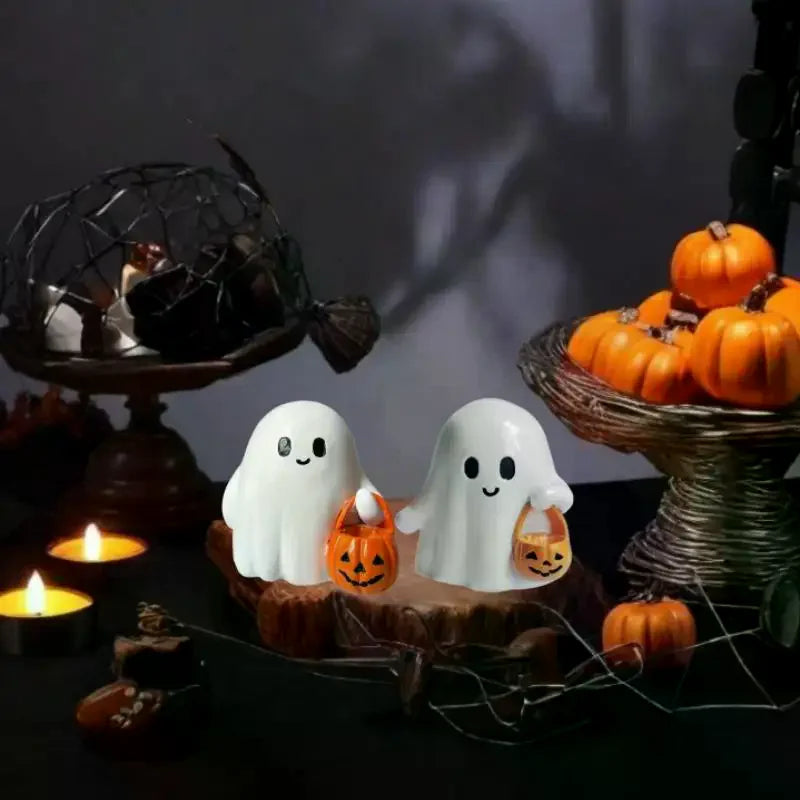 Halloween Ghost & Pumpkin Resin Figurine
