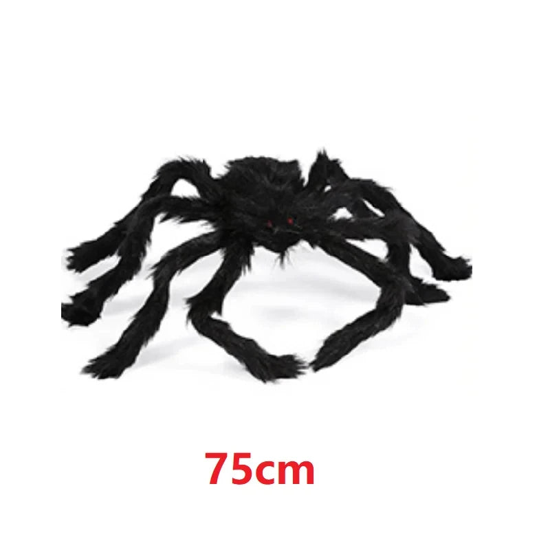 Giant Black Halloween Spider & Web Set – Realistic Scary Prop for Yard, Porch, & Party Decor
