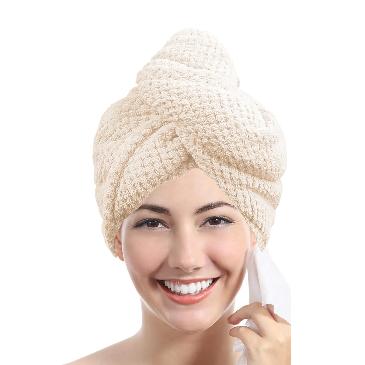 Hair Drying Towel Wrap – Absorbent Button-Closure Hair Cap for Women