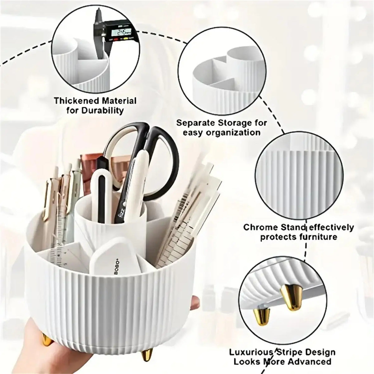 360° Rotating Makeup Organizer with 5 Compartments