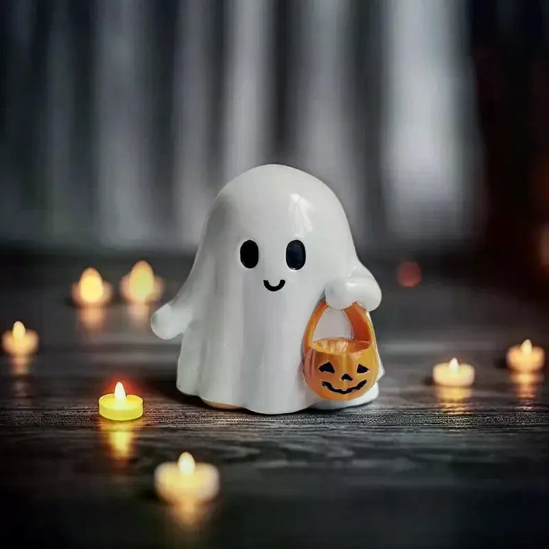 Halloween Ghost & Pumpkin Resin Figurine