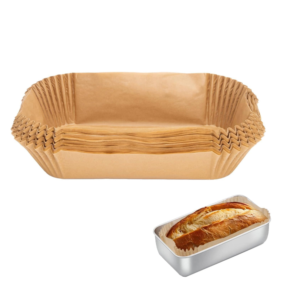 100-Pack Pre-Formed Loaf Pan Liners (9x5") – Non-Stick Baking Parchment Paper
