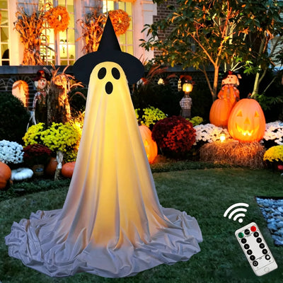 Light-Up Hanging Halloween Ghost – Glowing Spooky Prop for Yard, Garden, & Indoor Decor