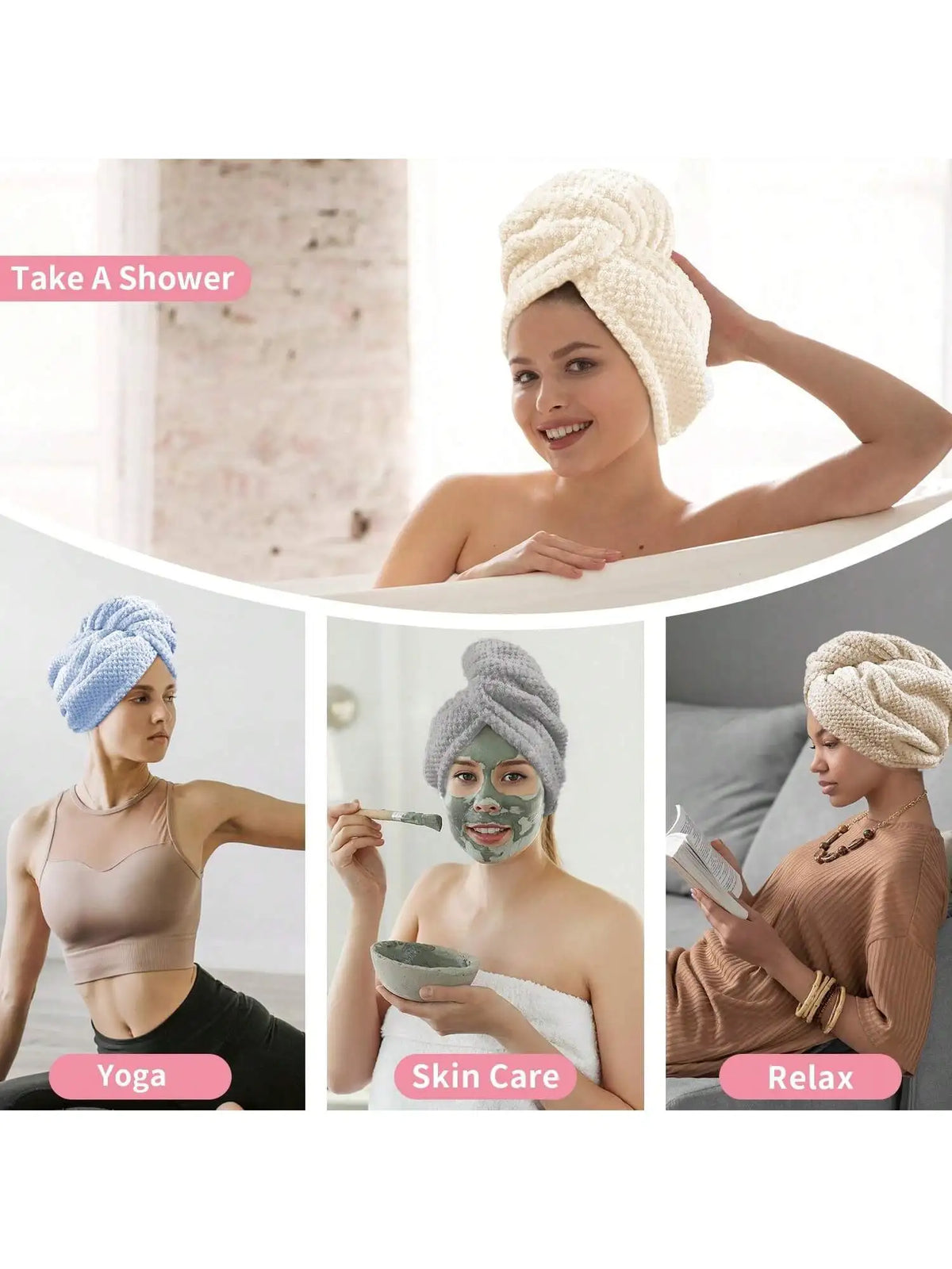Hair Drying Towel Wrap – Absorbent Button-Closure Hair Cap for Women