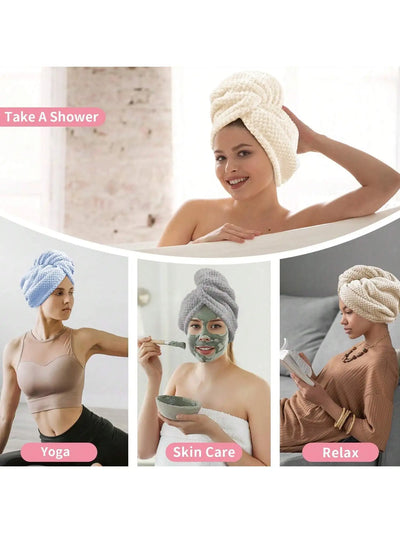 Hair Drying Towel Wrap – Absorbent Button-Closure Hair Cap for Women