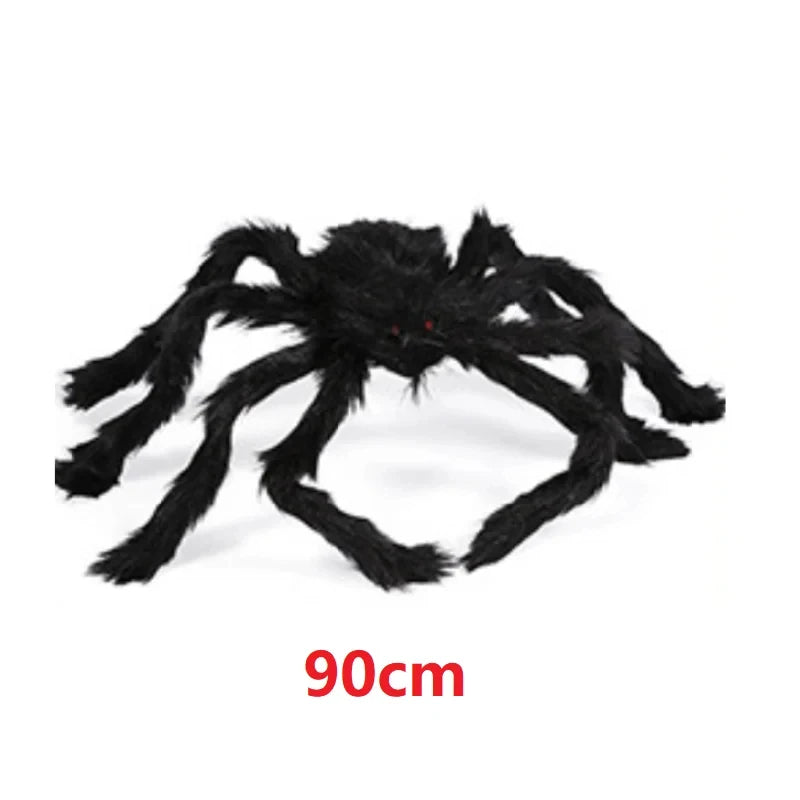 Giant Black Halloween Spider & Web Set – Realistic Scary Prop for Yard, Porch, & Party Decor