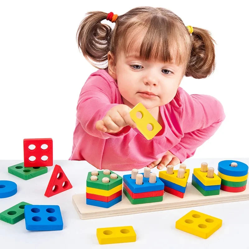 Montessori Wooden Color Sorting & Stacking Puzzle