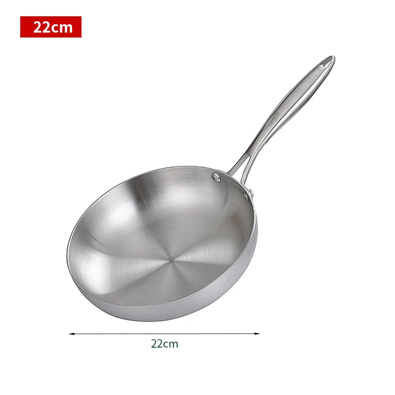 304 Stainless Steel Frying Pan – Non-Toxic Uncoated Skillet for All Cooktops