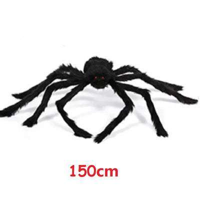 Giant Black Halloween Spider & Web Set – Realistic Scary Prop for Yard, Porch, & Party Decor