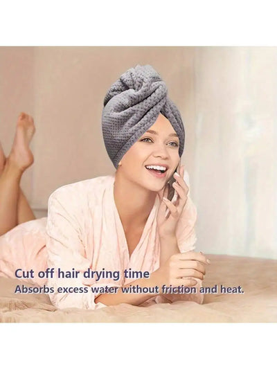 Hair Drying Towel Wrap – Absorbent Button-Closure Hair Cap for Women