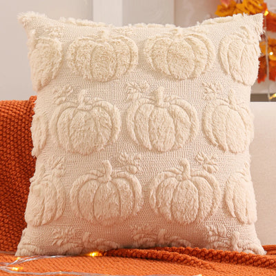 Halloween Pumpkin & Ghost Quilted Plush Pillow Cover