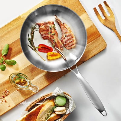 304 Stainless Steel Frying Pan – Non-Toxic Uncoated Skillet for All Cooktops