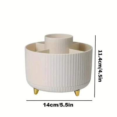 360° Rotating Makeup Organizer with 5 Compartments