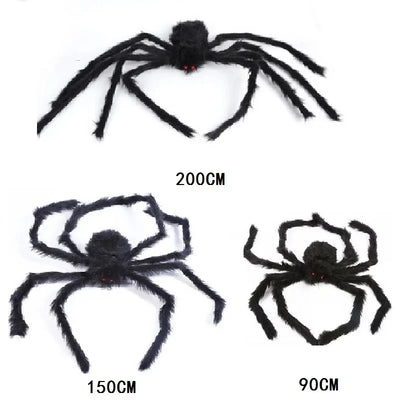 Giant Black Halloween Spider & Web Set – Realistic Scary Prop for Yard, Porch, & Party Decor