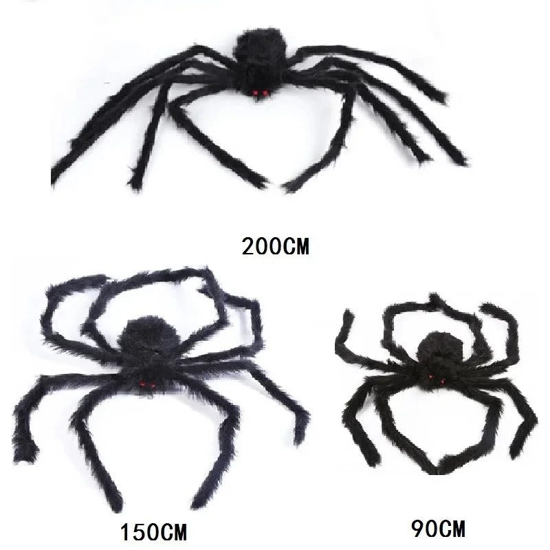 Giant Black Halloween Spider & Web Set – Realistic Scary Prop for Yard, Porch, & Party Decor