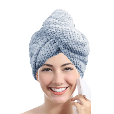 Hair Drying Towel Wrap – Absorbent Button-Closure Hair Cap for Women