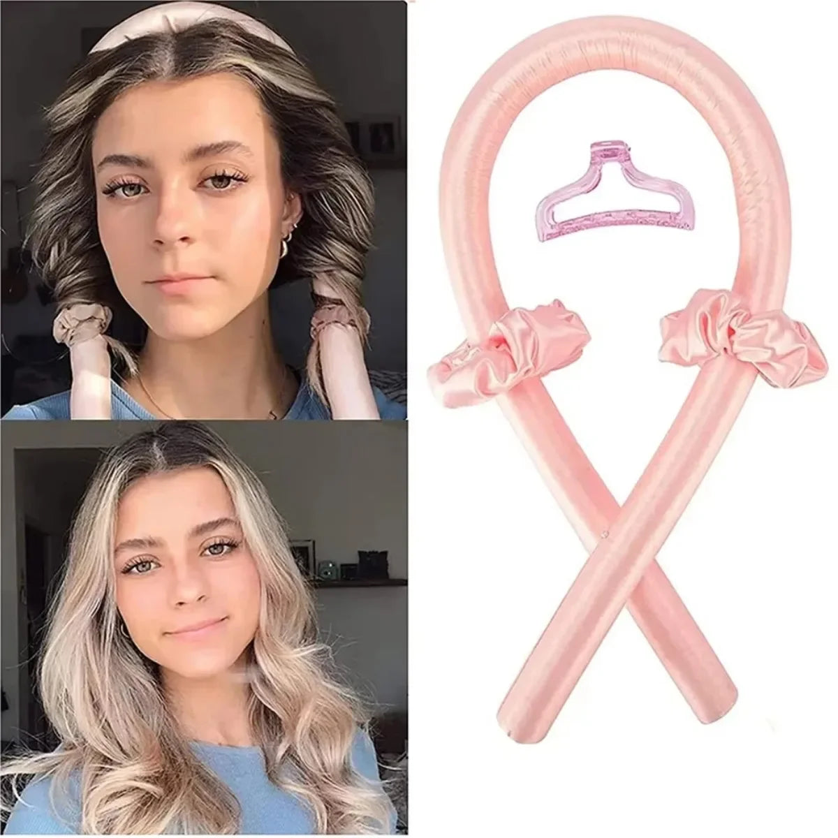 Heatless Hair Curling Ribbon Set – Overnight Satin Curls Headband