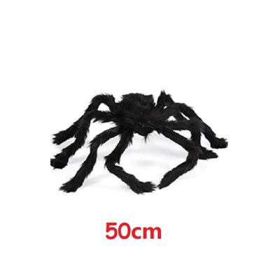 Giant Black Halloween Spider & Web Set – Realistic Scary Prop for Yard, Porch, & Party Decor