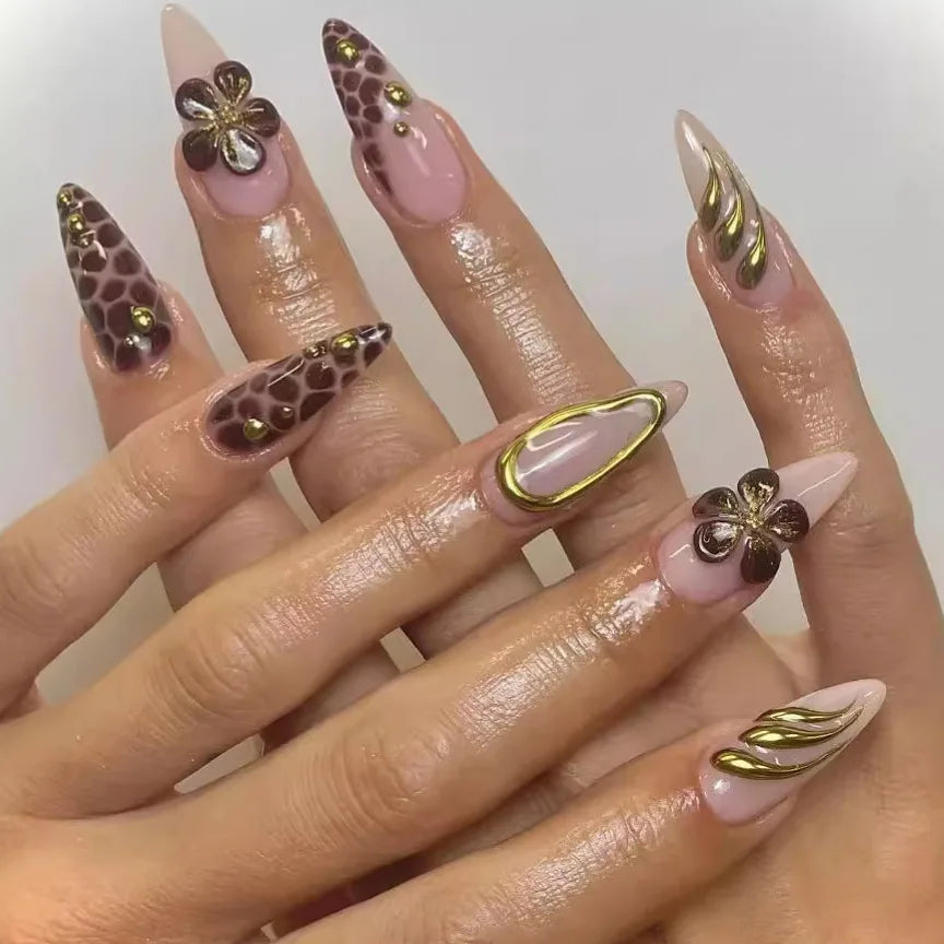 24Pcs Black Y2k Fake Nails with Diamond Halloween Long Almond False Nail Butterfly Design Wearable Oval Press on Nails Tips