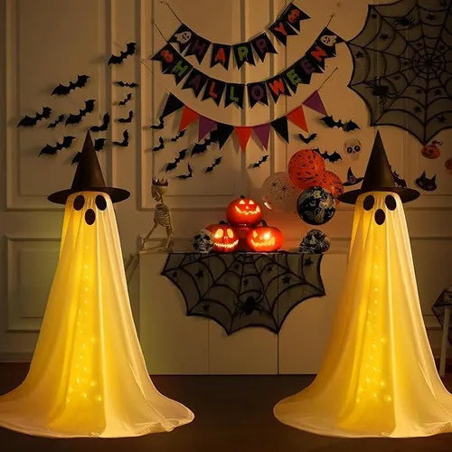 Light-Up Hanging Halloween Ghost – Glowing Spooky Prop for Yard, Garden, & Indoor Decor