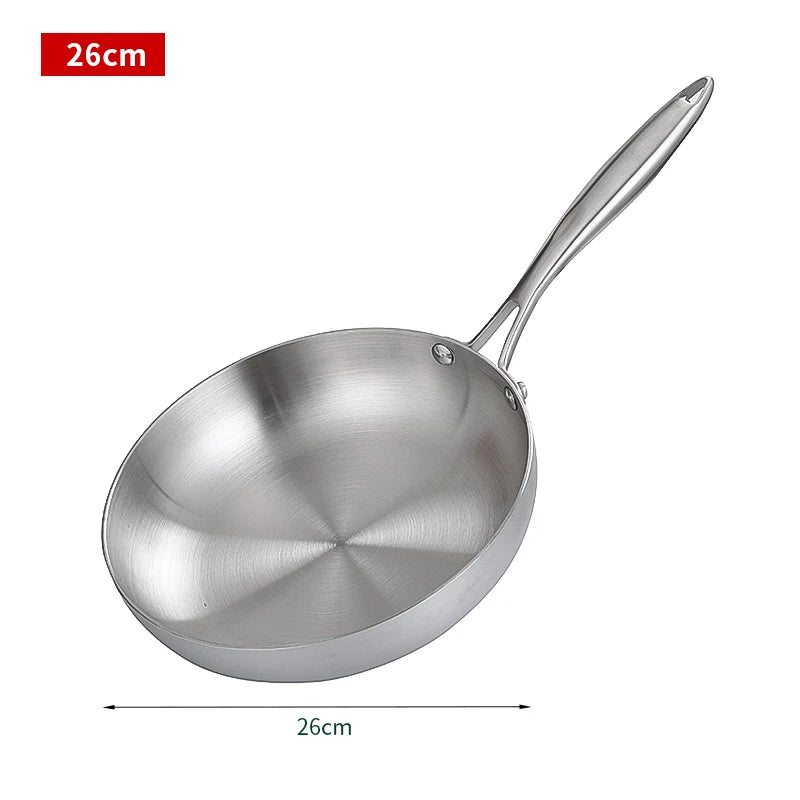 304 Stainless Steel Frying Pan – Non-Toxic Uncoated Skillet for All Cooktops