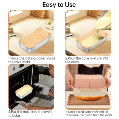 100-Pack Pre-Formed Loaf Pan Liners (9x5") – Non-Stick Baking Parchment Paper