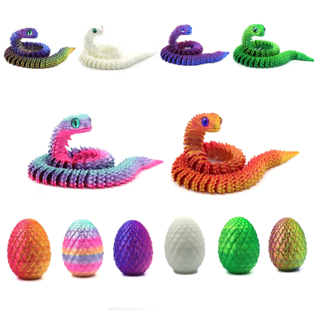 3D Printed Movable Snake Egg Fidget Toy