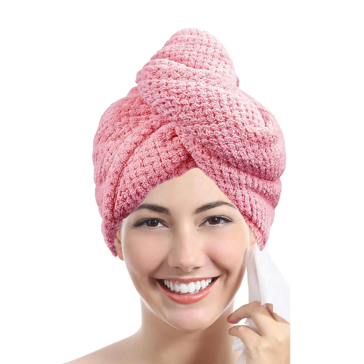 Hair Drying Towel Wrap – Absorbent Button-Closure Hair Cap for Women
