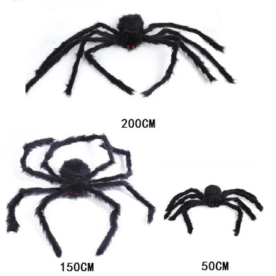 Giant Black Halloween Spider & Web Set – Realistic Scary Prop for Yard, Porch, & Party Decor