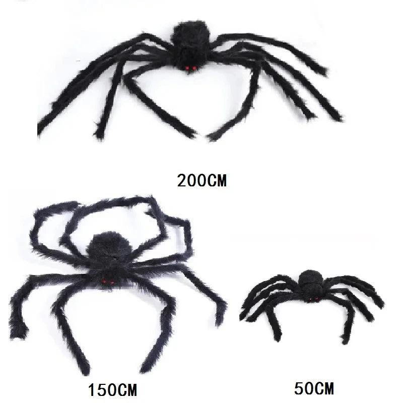 Giant Black Halloween Spider & Web Set – Realistic Scary Prop for Yard, Porch, & Party Decor