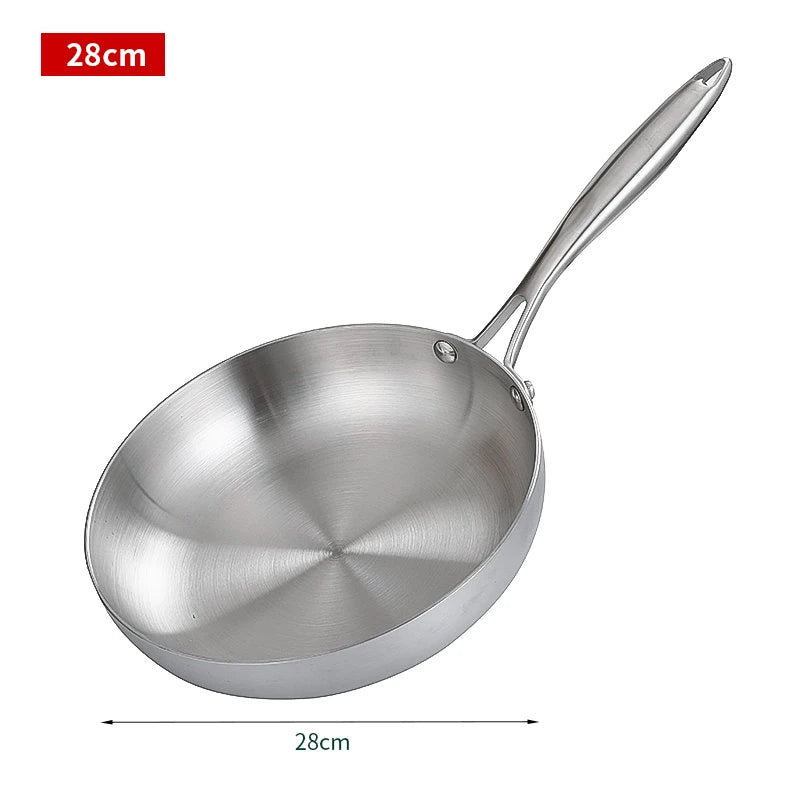 304 Stainless Steel Frying Pan – Non-Toxic Uncoated Skillet for All Cooktops