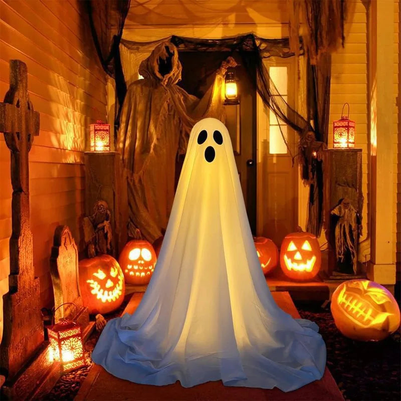 Light-Up Hanging Halloween Ghost – Glowing Spooky Prop for Yard, Garden, & Indoor Decor