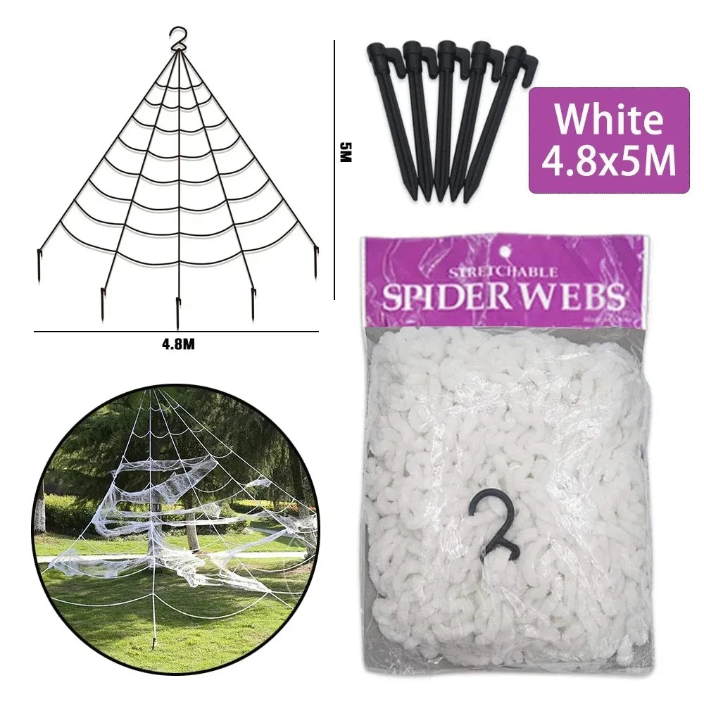 Giant Black Halloween Spider & Web Set – Realistic Scary Prop for Yard, Porch, & Party Decor