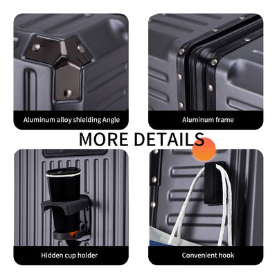 Aluminum Frame Hardside Luggage – Rolling Suitcase with USB Port & TSA Lock