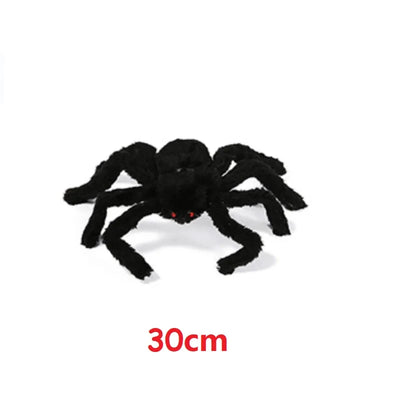 Giant Black Halloween Spider & Web Set – Realistic Scary Prop for Yard, Porch, & Party Decor