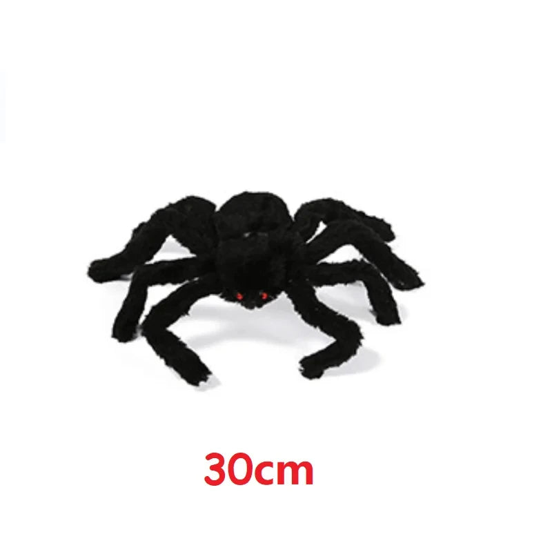 Giant Black Halloween Spider & Web Set – Realistic Scary Prop for Yard, Porch, & Party Decor
