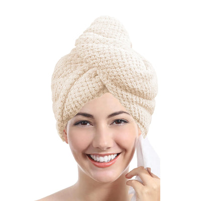 Hair Drying Towel Wrap – Absorbent Button-Closure Hair Cap for Women