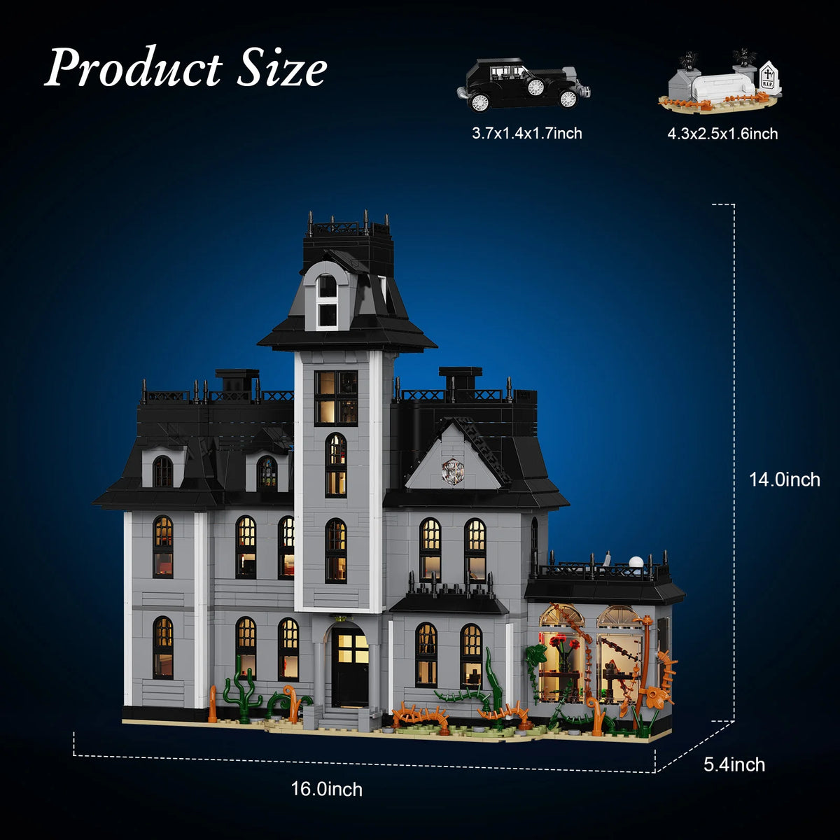 Gothic Nightfall Manor Building Set – Adult Architecture Desktop Ornament