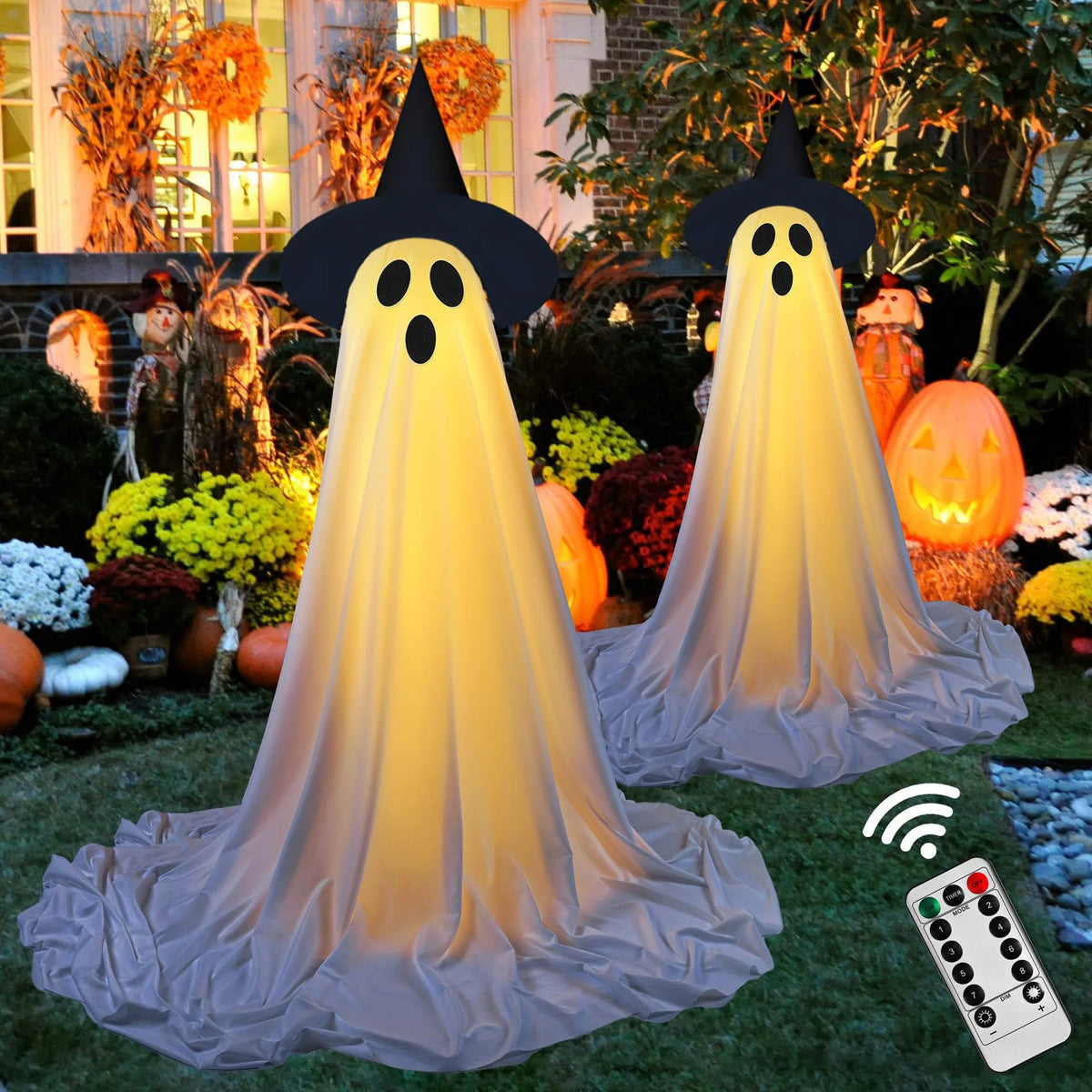 Light-Up Hanging Halloween Ghost – Glowing Spooky Prop for Yard, Garden, & Indoor Decor