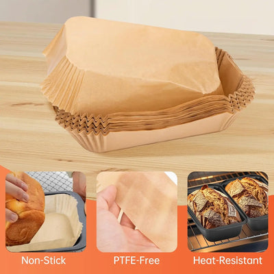 100-Pack Pre-Formed Loaf Pan Liners (9x5") – Non-Stick Baking Parchment Paper