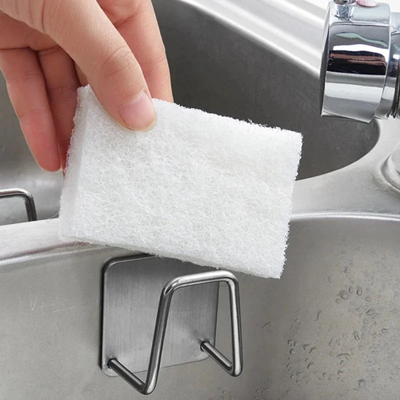 Stainless Steel Sink Sponge Holder – Wall-Mounted Kitchen Drain Rack