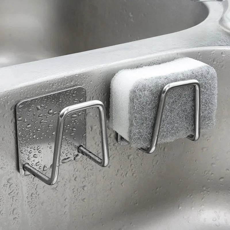 Stainless Steel Sink Sponge Holder – Wall-Mounted Kitchen Drain Rack