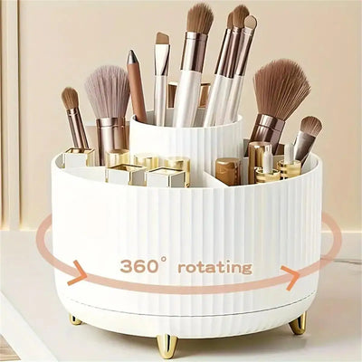 360° Rotating Makeup Organizer with 5 Compartments