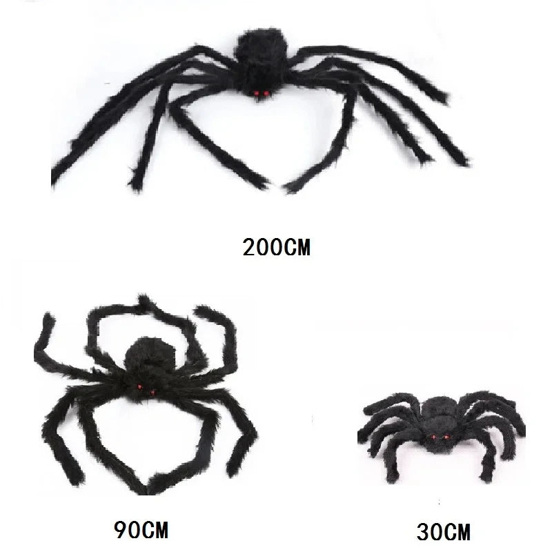 Giant Black Halloween Spider & Web Set – Realistic Scary Prop for Yard, Porch, & Party Decor