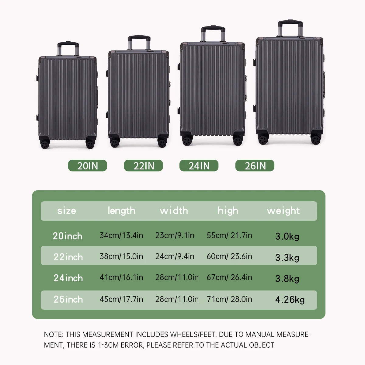 Aluminum Frame Hardside Luggage – Rolling Suitcase with USB Port & TSA Lock