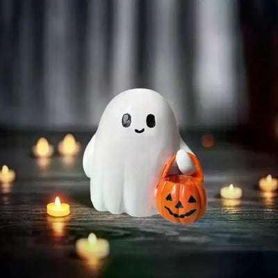Halloween Ghost & Pumpkin Resin Figurine