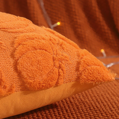 Halloween Pumpkin & Ghost Quilted Plush Pillow Cover