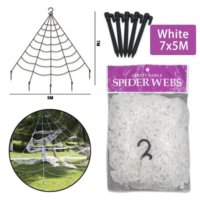 Giant Black Halloween Spider & Web Set – Realistic Scary Prop for Yard, Porch, & Party Decor
