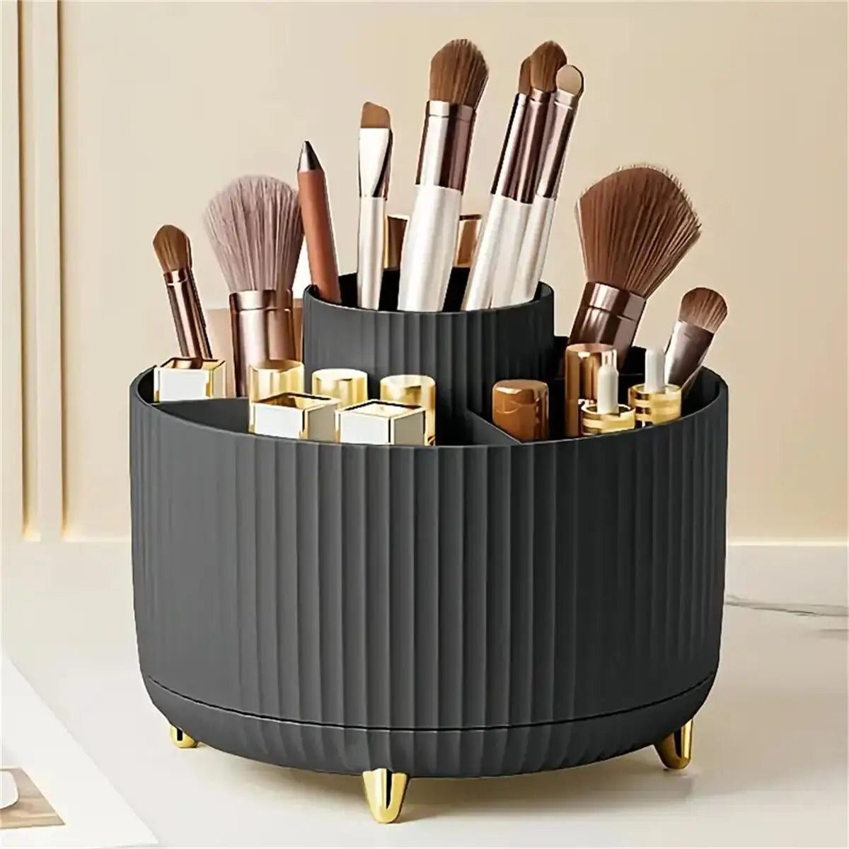 360° Rotating Makeup Organizer with 5 Compartments